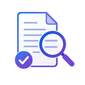 Proofreading process icon for AI translations and quality review